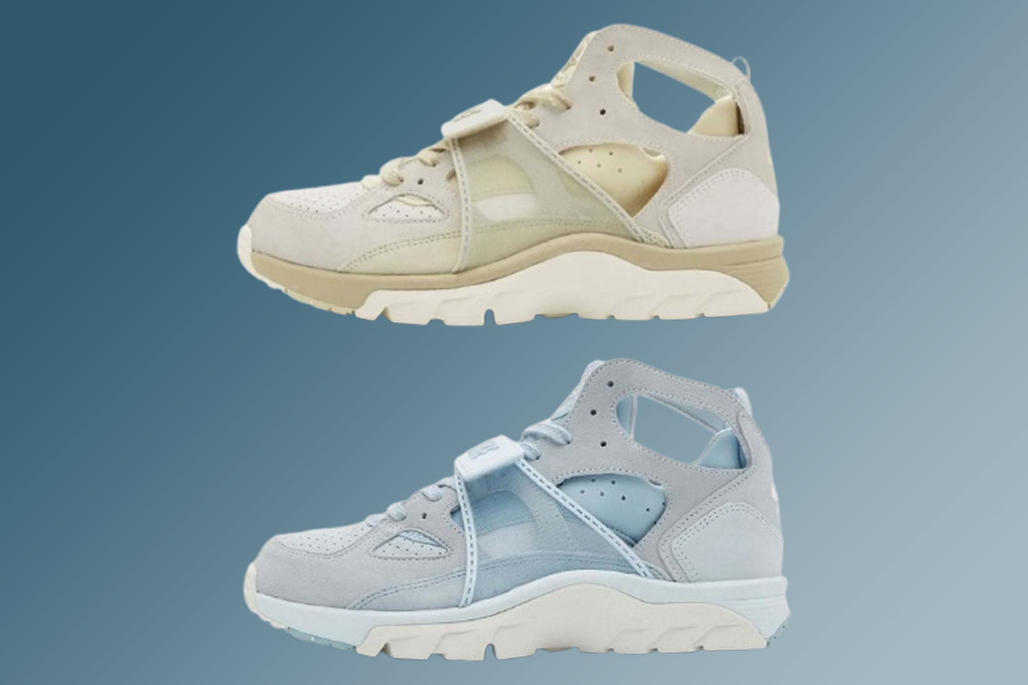 nike huarache white blue